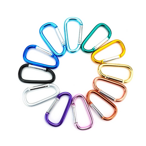 Diseño duradero y mejorado: juego de clips de mosquetón con anilla en D de aluminio de 3' para acampar al aire libre y uso con llavero